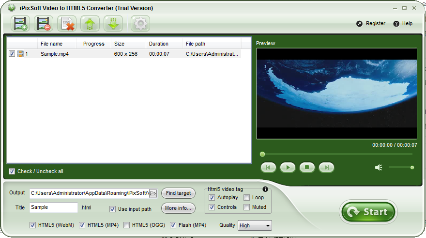 iPixSoft Video to HTML5 Converter