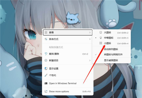 Windows11设置桌面软件小图标方法