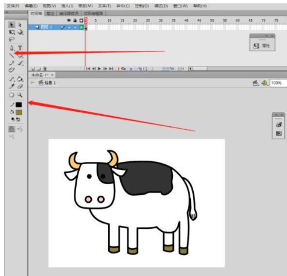 flash怎么绘制卡通奶牛