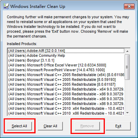 Windows Installer CleanUp Utility4.71