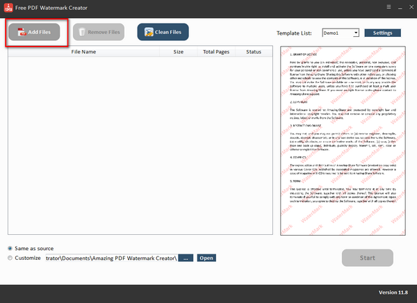 Free PDF Watermark CreatorV11.8.0.0